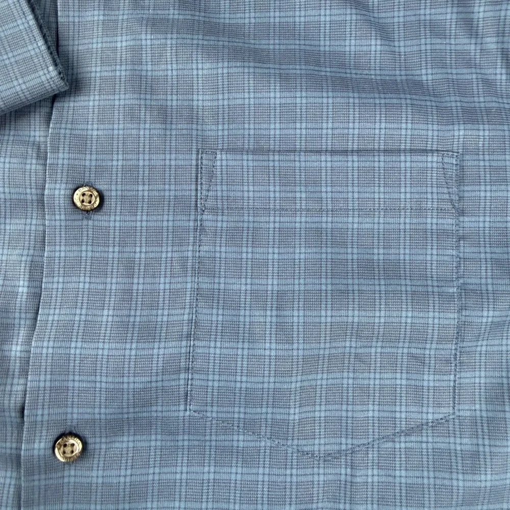 Banana Republic Shirt Men's L Blue Slim Fit Plaid Long Sleeve Button Up Cotton